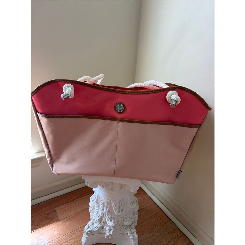 Two-Tone Pink Rope-Handle Tote Bag